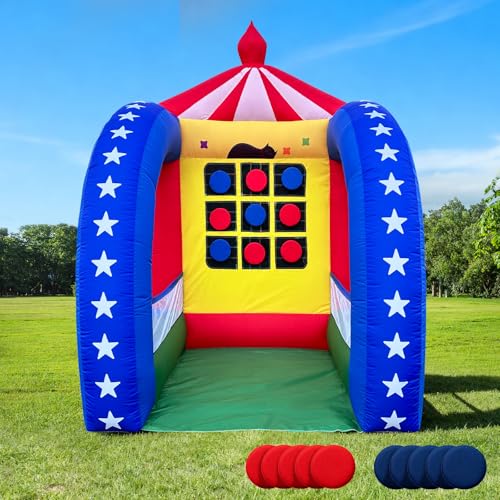 OZIS 6.5x6.5x9Ft Inflatable Tic Tac Toe Game with Discs and Built-in Blower Portable 9-Grid Target Game Set, Interactive Inflatable Carnival Games for Commercial Events, Parties, Family Activities - style: Tic-Tac-Toe