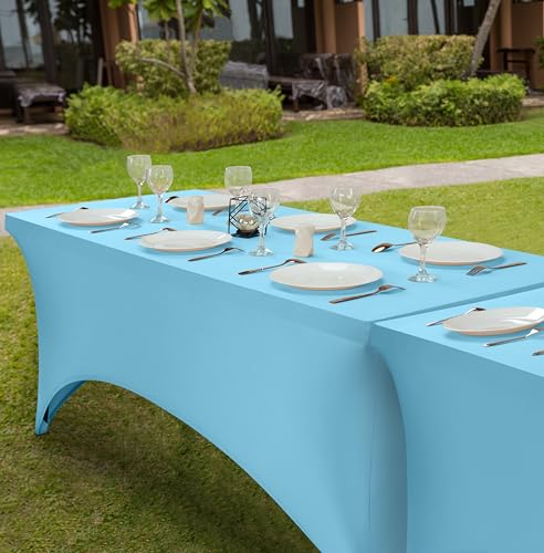 Utopia Kitchen Spandex Tablecloth 1 Pack [6FT, Blue Mist] Tight, Fitted, Washable and Wrinkle Resistant Stretch Rectangular Patio Table Cover for Event, Wedding, Banquet & Parties [72Lx30Wx30H Inch] - color: Blue Mist, size: 6 Feet - 1 Pack