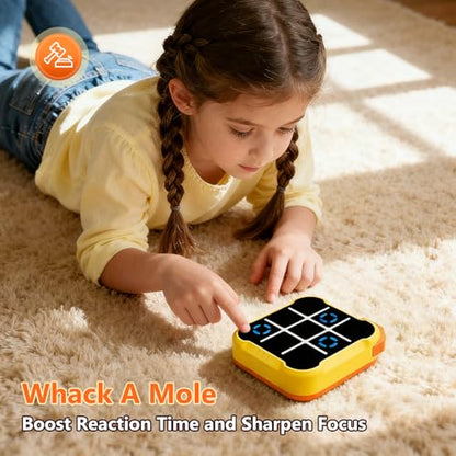 Tic Tac Toe Game, 3-in-1 Game Machine, Handheld Electronic Puzzle Games, Portable Travel Game for Trip, Office Break, Queue Time, Birthday Gift for Kids Adult - color: Yellow