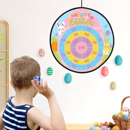Percozzi St. Patrick Day Dart Board Game for Kids with Sticky Balls Shamrock Egg Themed Party Decorations Indoor Outdoor Double Sided Toss Game 28' for Boys Girls