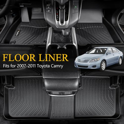 Wailtnb-Mats for Toyota Camry 2007-2011 CE/LE/SE/XLE (Gas Only) Floor Mat Cargo Liner All Weather Floor Liner Car Mat for Toyota Camry 2007-2011 Custom Fit Automotive Full Set Accessories - style: 54|For Camry|2007-2011|Set