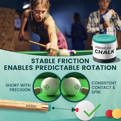 SOLROS Billiards Cue Chalk - High Performance Pure Round Pro Chalk | Color：Blue，3PCS，Low Dust & Long Lasting，Ready to Usez，Smooth Control，for Any Venue - color: Cyan