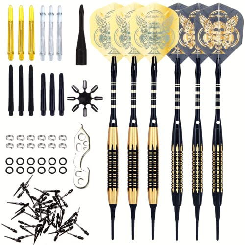 Soft Tip Darts Set - Professional Darts with Customizable Configuration, Aluminum & Plastic Shafts, O-Rings, Flights, Dart Tool, 50PC Extra 2BA Tips - color: 18g-Grey D-STC10444
