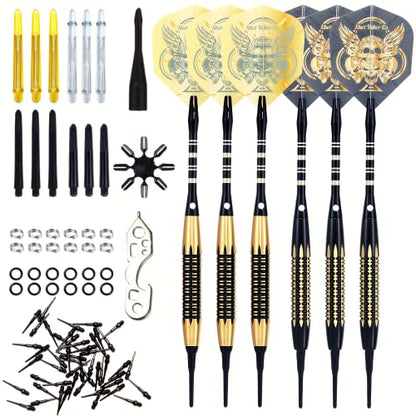 Soft Tip Darts Set - Professional Darts with Customizable Configuration, Aluminum & Plastic Shafts, O-Rings, Flights, Dart Tool, 50PC Extra 2BA Tips - color: 18g-Grey D-STC10444