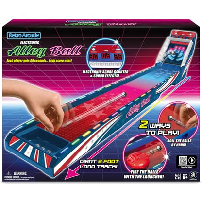 Merchant Ambassador Retro Arcade Electronic: Alley-Ball - Tabletop Game, 3' Track, Scoreboard & Sound Effects, 1-2 Players, Ages 6+