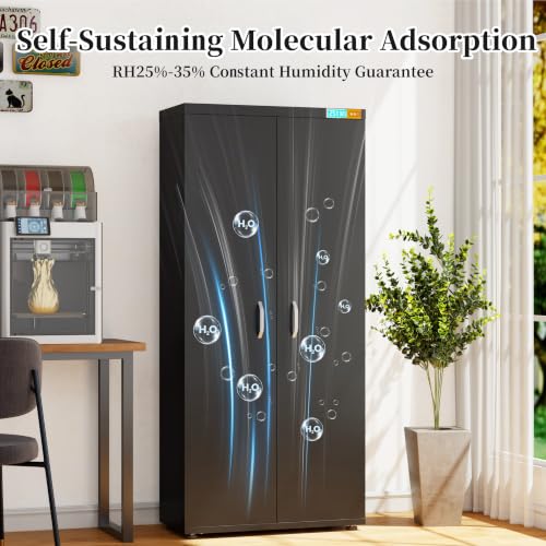 Large 3D Printer Filament Dry Storage Cabinet with Dehumidifier | Smart Humidity Control at 25% RH | 110-Spool Capacity Airtight Organizer for PLA, ABS, PETG, TPU, Nylon | U.S. Patented - color: 400l Black