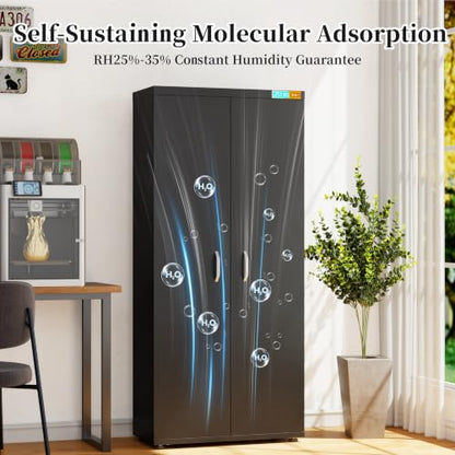 Large 3D Printer Filament Dry Storage Cabinet with Dehumidifier | Smart Humidity Control at 25% RH | 110-Spool Capacity Airtight Organizer for PLA, ABS, PETG, TPU, Nylon | U.S. Patented - color: 400l Black