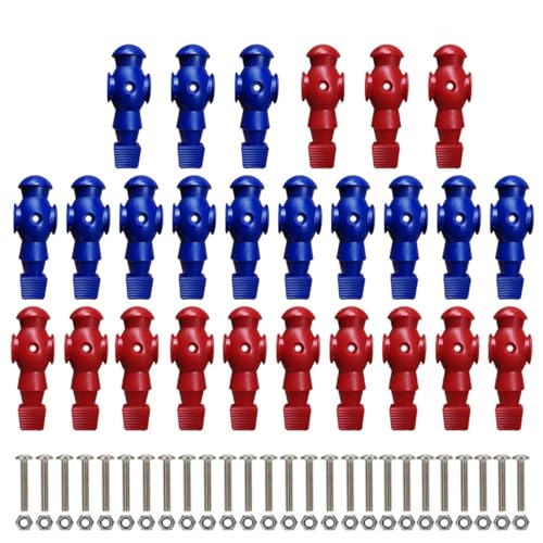 26Pcs Table Foosball Men Replacement Football Men Soccer Games Player Figure 107mm Height 16mm Side Hole Foosball Player - color: red blue, size: With screws