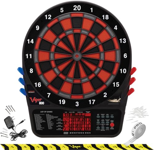 Viper 800 Electronic Dartboard, 15.5 in Regulation Target, 57 Games, 16 Players, 6 Darts Included, Black