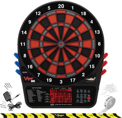Viper 800 Electronic Dartboard, 15.5 in Regulation Target, 57 Games, 16 Players, 6 Darts Included, Black