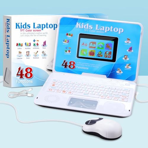 Kids Laptop, Color Screen Educational Laptop with 48 Learning Modes, Laptop for Kids Ages 5+ - style: WHITE