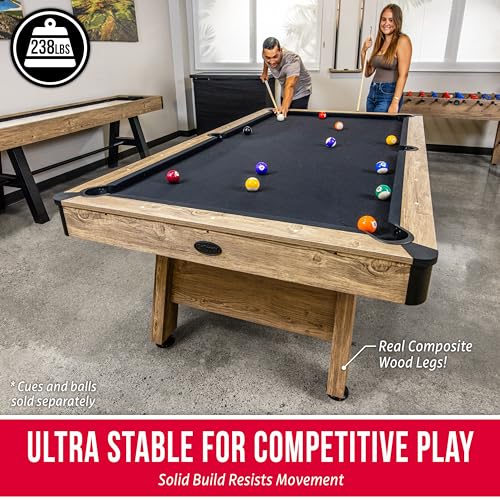 GoSports 7 and 8 ft Pool Tables with Wood Finish - Gray, Black, or Green Felt - Billiards Game Room Table for Adults & Family - Accessories Not Included - style: 8 ft Black