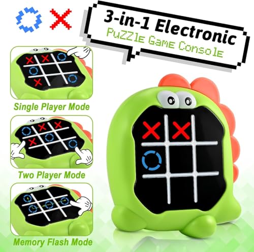 Electronic Tic Toe Tac Bolt Game, 3-in-1 My toeTac Digital Tic Toe Tac Game, Travel Board Fidgets Games for Kids 4 8 12, Brain Memory Games for Kids, Birthday Toy for Girl Boy