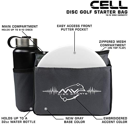 MVP Disc Sports Cell Disc Golf Starter Bag (Choose Your Favorite Color) - color: Gray/White
