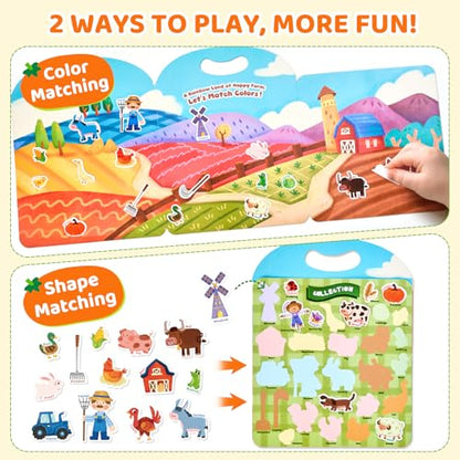 JoyCat Reusable Sticker Book Set (3-Pack): Farm, Pizza-Making, Weather - 90 Pcs Stickers for Toddlers, Kids Sticker Activity Book, Road Trip Travel Toys, Birthday Gifts for Boys and Girls - style: 3-Pack: Weather, Farm, Pizza