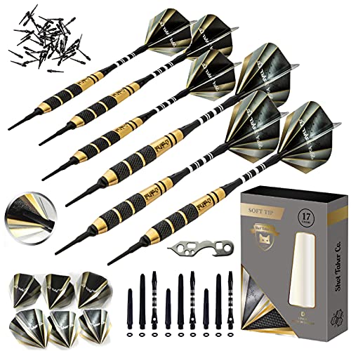 Soft Tip Darts Set - Professional Darts with Customizable Configuration, Aluminum & Plastic Shafts, O-Rings, Flights, Dart Tool, 50PC Extra 2BA Tips - color: 17g-Signature-STC10414
