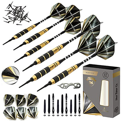 Soft Tip Darts Set - Professional Darts with Customizable Configuration, Aluminum & Plastic Shafts, O-Rings, Flights, Dart Tool, 50PC Extra 2BA Tips - color: 17g-Signature-STC10414