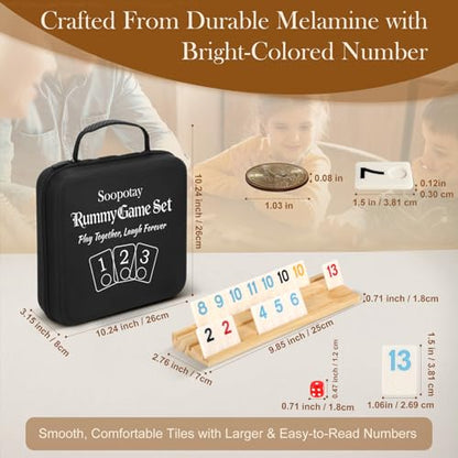 2-8 Players Games Gifts for Men Women Father Mother, Rummy Game Set, 214 Melamine Tiles, 8 Wooden Racks, Drawstring Bag, Premium Portable Case, Tile Board Games for Adults - style: 2-8 Players