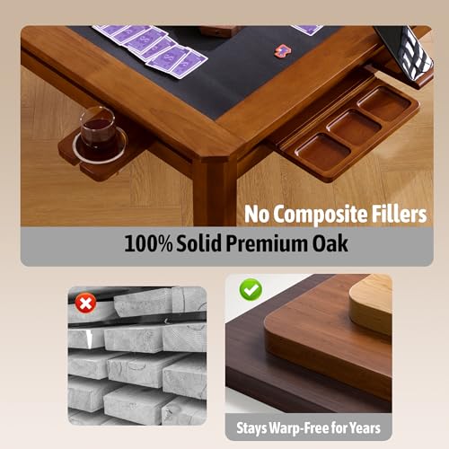 Solid Wood Board Game Coffee Table with Removable Top, 3-in-1 Gaming and Dining Table Includes Play Mat & Detachable Cup Holders, 48" L x 33" W - color: Cherry01