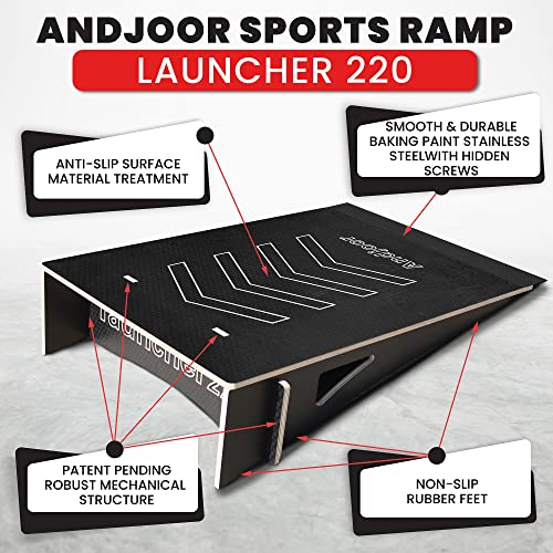 Kids Jumping Ramp for Skateboard, Bike, Scooter, BMX, RC Car and Dirt Bike, 34.37 in, Black - color: Black, size: L220