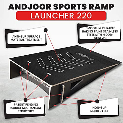 Kids Jumping Ramp for Skateboard, Bike, Scooter, BMX, RC Car and Dirt Bike, 34.37 in, Black - color: Black, size: L220