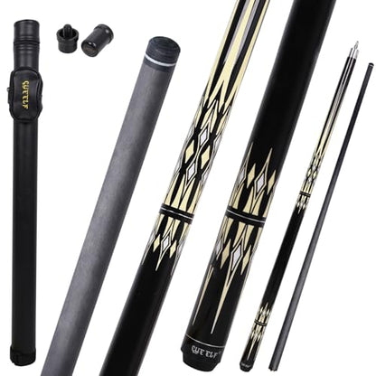 CUEELF Carbon Fiber Pool Cue 2 Pieces Cue Stick with 12.5mm Tip Professional Low Deflection Billiard Pool Sticks with 3/8 * 8 Pin Joint - color: Yellow+Black