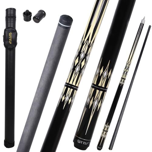 CUEELF Carbon Fiber Pool Cue 2 Pieces Cue Stick with 12.5mm Tip Professional Low Deflection Billiard Pool Sticks with 3/8 * 8 Pin Joint - color: Yellow+Black