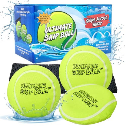 Activ Life The Ultimate Water Skip Balls, Water Bouncing Ball for Swimming Pool, Beach Toys for Friends, Family, Kids and Adults - style: Tennis