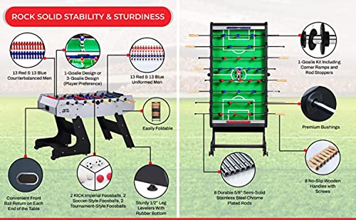 KICK Majesty 55" Folding Foosball Table (Gray) – Foldable Indoor Game Table