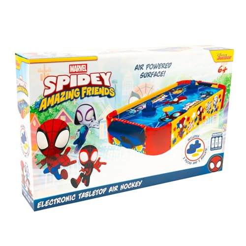 Marvel Spidey and His Amazing Friends Kids Air Hockey Table - Tabletop Game with Puck, Pushers & Air Flow System - Spiderman Toys for Kids 4+
