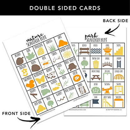 Scavenger Hunt Games for Kids, Set of 20 | Outdoor or Indoor, Road Trip Travel Activities, Includes Dry Erase Marker and Cards, Family Game Night, Variety Pack