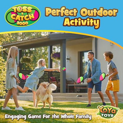 YoYa Toys Toss and Catch Ball Game Toy Set - 4 Paddles & 4 Sticky Balls - Fun Kids Outdoor Games Activity for Backyard, Beach, Park, Camping - Gift for Boys & Girls Ages 4 5 6 7 8 9 10 11 12 Year Old - style: 4 Paddles + 4 Balls