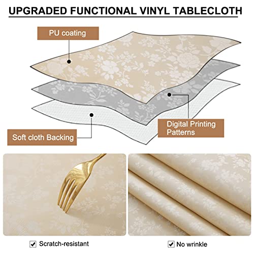 Smiry Rectangle Table Cloth, Waterproof Heavy Duty Vinyl Tablecloths, Wipeable Washable Table Cover for Kitchen and Dining Room (Beige, 52" X 70") - color: Beige, size: 52 in x 70 in
