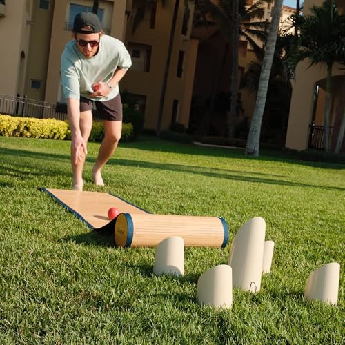 BocceRoll Yard Game – Modern Bocce Ball Set with Ramp & Targets | Portable BocceRoll Lawn Game for Backyard & Beach | Premium Wooden Bocce Game for Family & Party Play
