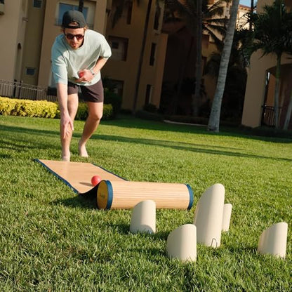 BocceRoll Yard Game – Modern Bocce Ball Set with Ramp & Targets | Portable BocceRoll Lawn Game for Backyard & Beach | Premium Wooden Bocce Game for Family & Party Play