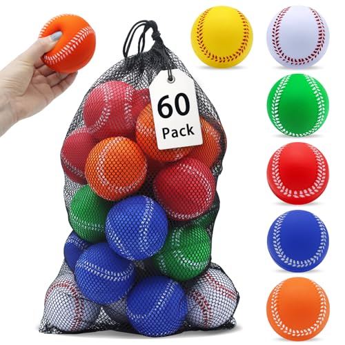 Magicorange Baseball,Foam Baseballs Training Baseballs Unmarked Practice Baseball for Hitting, Soft Toss, Batting, Fielding, Pitching - color: Colorful, size: 60 Pack