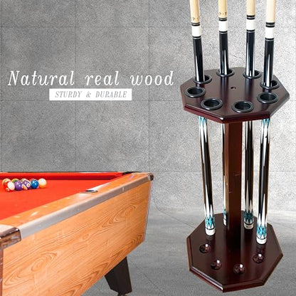 Freestanding Billiard Cue Rack, Pool Table Accessories Hold 8 Cues, Pool Cue Stick Holder, Wooden Floor Stand Pool Cue Holder for Billiard Game Room (Mahogany) - color: Mahogany