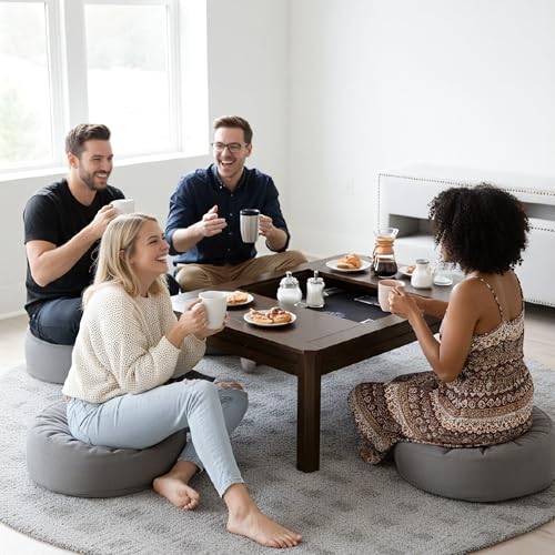 Solid Wood Board Game Coffee Table with Removable Top, 3-in-1 Gaming and Dining Table Includes Play Mat & Detachable Cup Holders, 48" L x 33" W - color: Black Walnut01