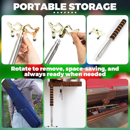 Pool Bridge Stick, Professional Retractable Pool Cue Bridge with Removable Brass Bridge Head, Free Adjustment for Multi-Angle Shots, Easy to Use and Storage, Essential Pool Table Accessories - style: Low Bridge Head