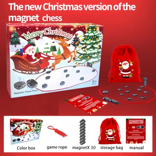 30 piece and Rope Magnetic Chess Game Set - Portable Magnetic Chess Board for Children and Adults, Brain Boosting Strategy Game, Perfect for