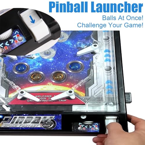 Electronic Tabletop Pinball Game Classic Pinball Toy with Lights Sounds and Scorer Retro Pinballs Machine Desktop Pinballs Game for Family Kids