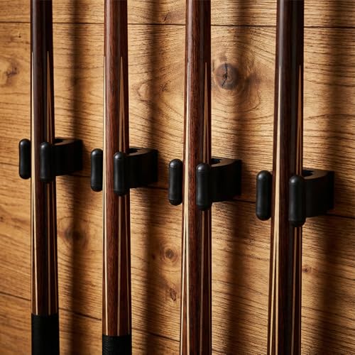 12 PCS Fishing Rod Clips, Pool Cue Holder Billiards Cue Clip Holders Wall Mounted Fishing Rod Holders Black Snooker Cues Locating Clip Holder Pool Racks with Screws