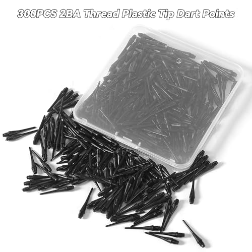 2BA Thread Soft Dart Tips, 300 Pack Plastic Dart Points Replacement, Premium Dart Accessories
