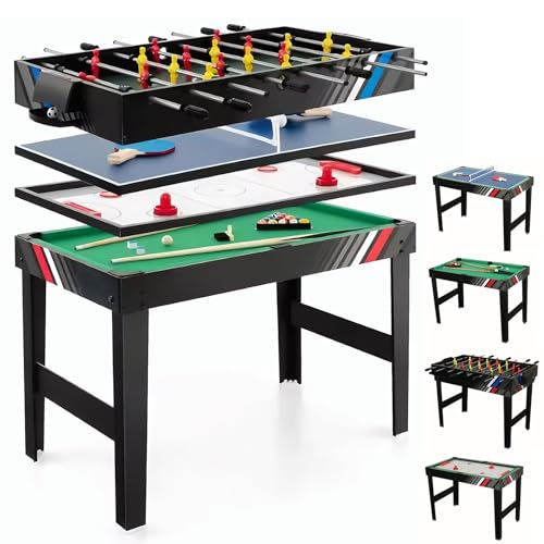Multifunctional 4-in-1 Adult Game Table Set, Perfect for Homes, Game Rooms, and Parties, Featuring ice Hockey, Foosball, Billiards, and Table Tennis