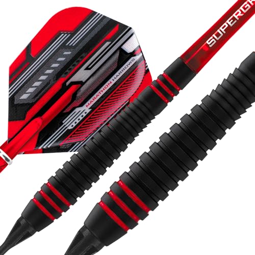 Harrows Ace Rubber Brass Soft Tip Darts Set - 16g or 18g - Includes Supergrip Shafts, Micron Marathon Flights & Convenient Travel Case (Weight 18g Set)