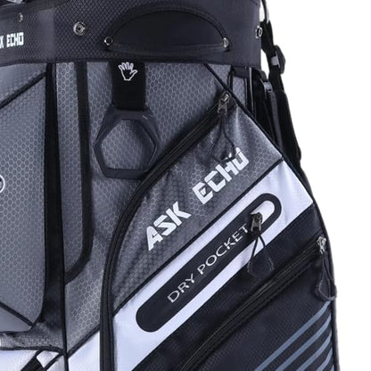 ASK ECHO T-Lock Golf Cart Bag, Quiet 14-Way Full-Length Divider - color: Grey