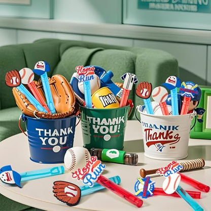 Winrayk Baseball Party Favors, 24Pcs Baseball Themed Mini Bubble Wands for Kids Bubbles Bulk with Detachable Topper (6 Styles), Birthday Gift Classroom Prizes Girl Boys Sports Goody Bag Stuffer Supply - style: Baseball