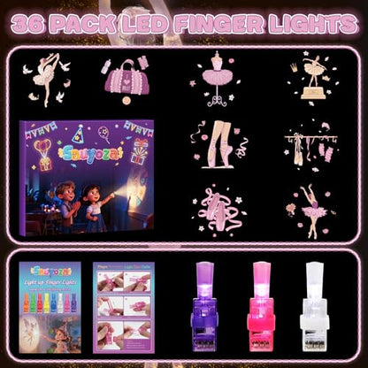 36 Pack Ballerina Party Favors LED Finger Lights for Girls, Ballet Birthday Goodie Bag Stuffers, Classroom Rewards, Party Prizes & Glow Party Supplies - style: Ballerina