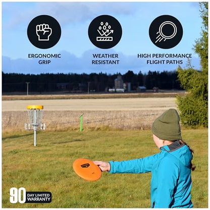 Hathaway Disc Golf Starter Set with Bag – 8.25” Frisbee Golf Discs Set with PVC Carrying Bag for Basic Disc Golf Accessories - Three Drivers, Two Mid-Range & One Approach/Putter Disc Golf Set with Bag