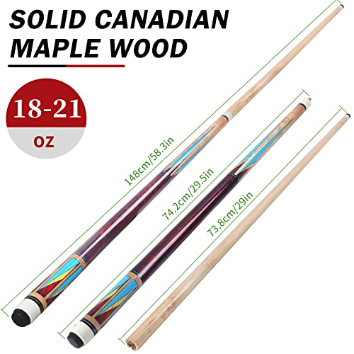 AKLOT Pool Cues | Set of 4 Pool Cue Sticks Made Canadian Maple Wood | Unique Design and Durable Cue Stick for Professional Billiard Players
